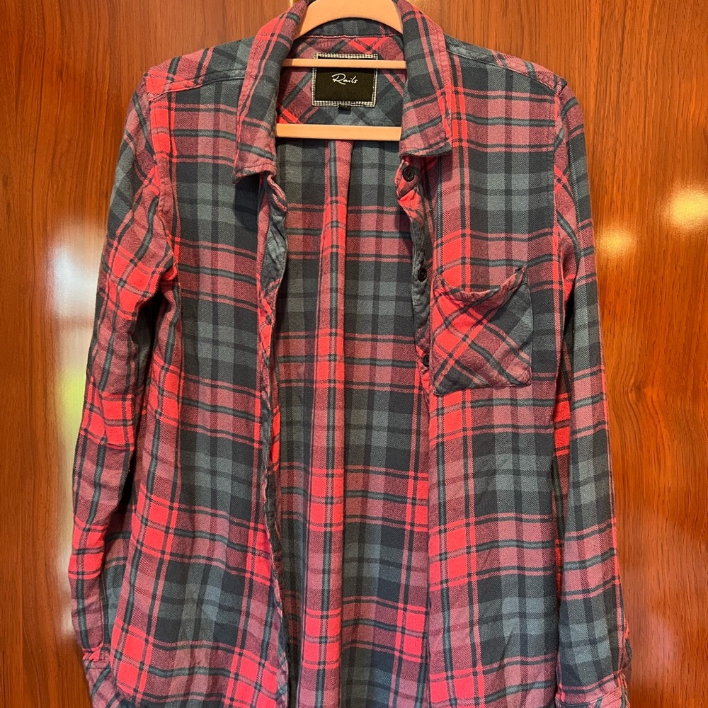 Rails Pink and Blue Plaid Shirt